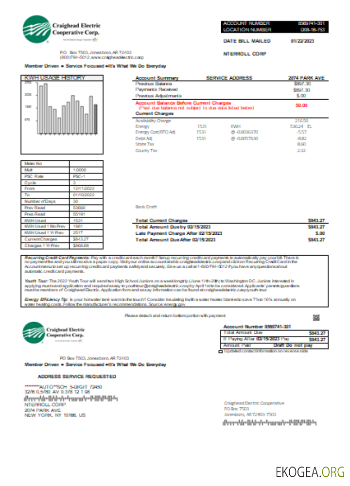 Projet de loi sur les services publics de Craighead Electric Cooperative, SCR